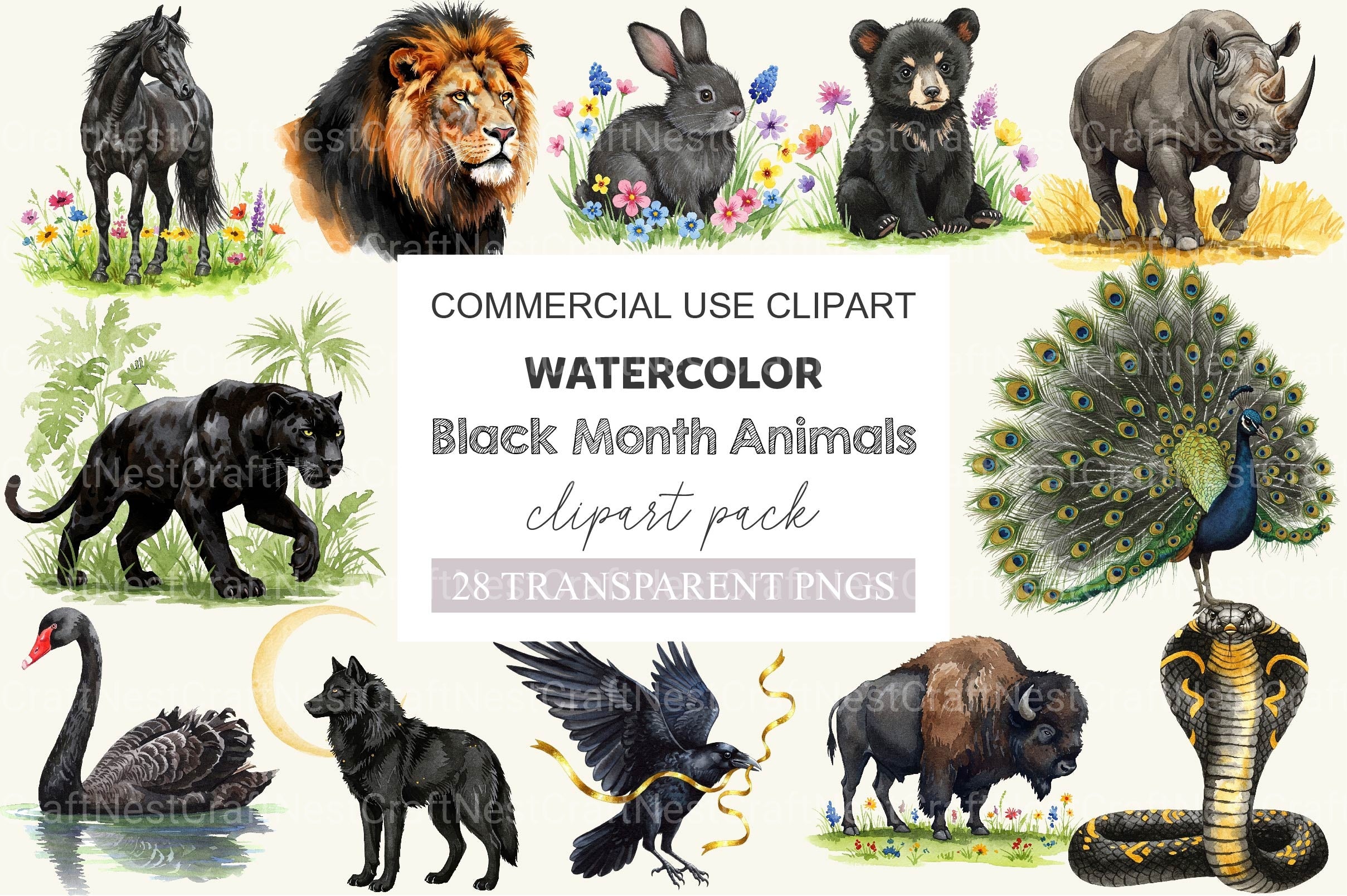 Black History Month Animals Clipart Bundle - CraftNest - Digital Crafting and Art