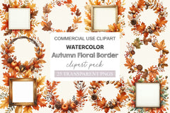 Autumn Floral Border And Fall Clipart Bundle - CraftNest - Digital Crafting and Art