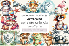 Summer Animals Clipart Bundle 3 - CraftNest - Digital Crafting and Art