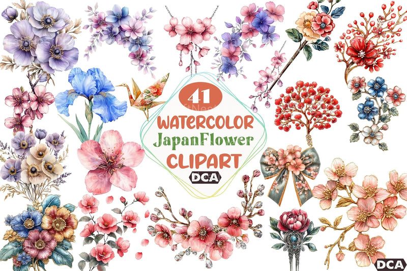 Japan Flower & Jewelry Clipart Bundle - CraftNest - Digital Crafting and Art
