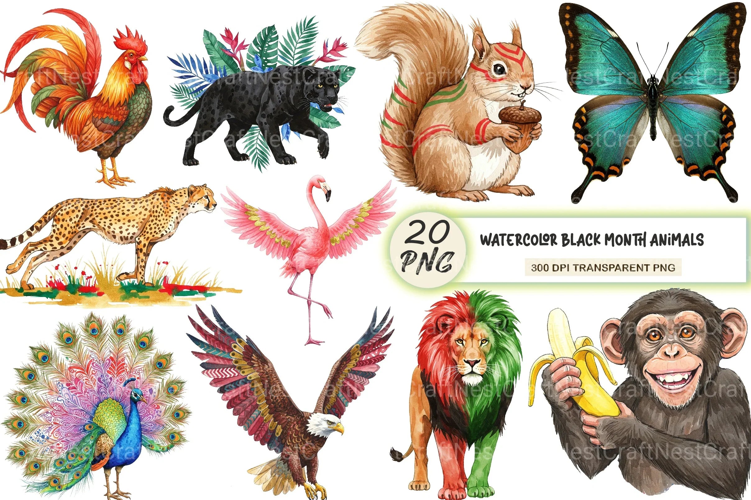 Black Month Animals Clipart Bundle - CraftNest - Digital Crafting and Art