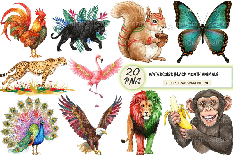 Black Month Animals Clipart Bundle - CraftNest - Digital Crafting and Art