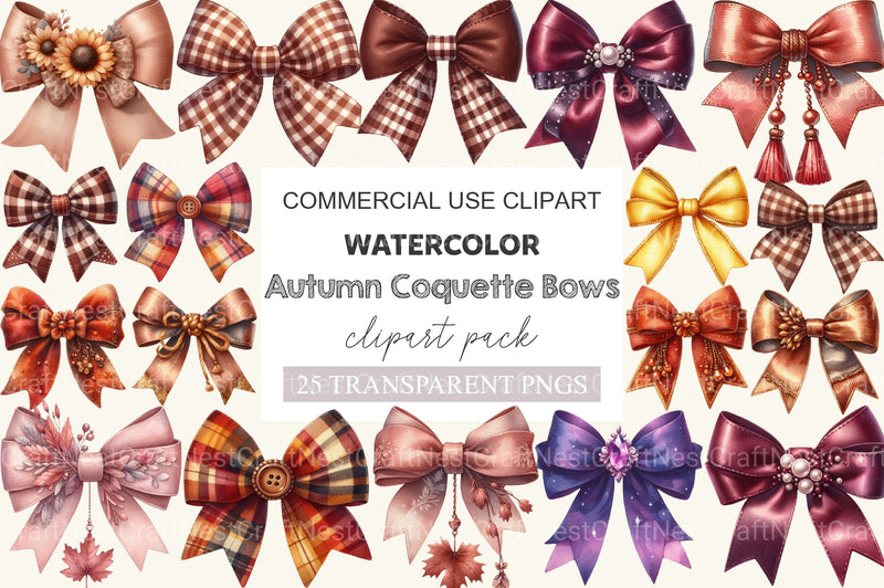 Autumn Coquette Bows Clipart Bundle 2 - CraftNest - Digital Crafting and Art