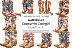 Coquette Cowgirl 4th Of July Clipart Bundle - CraftNest - Digital Crafting and Art