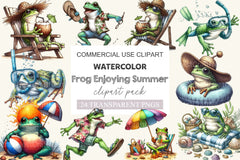 Frog Enjoying Summer Holiday Clipart Bundle - CraftNest - Digital Crafting and Art