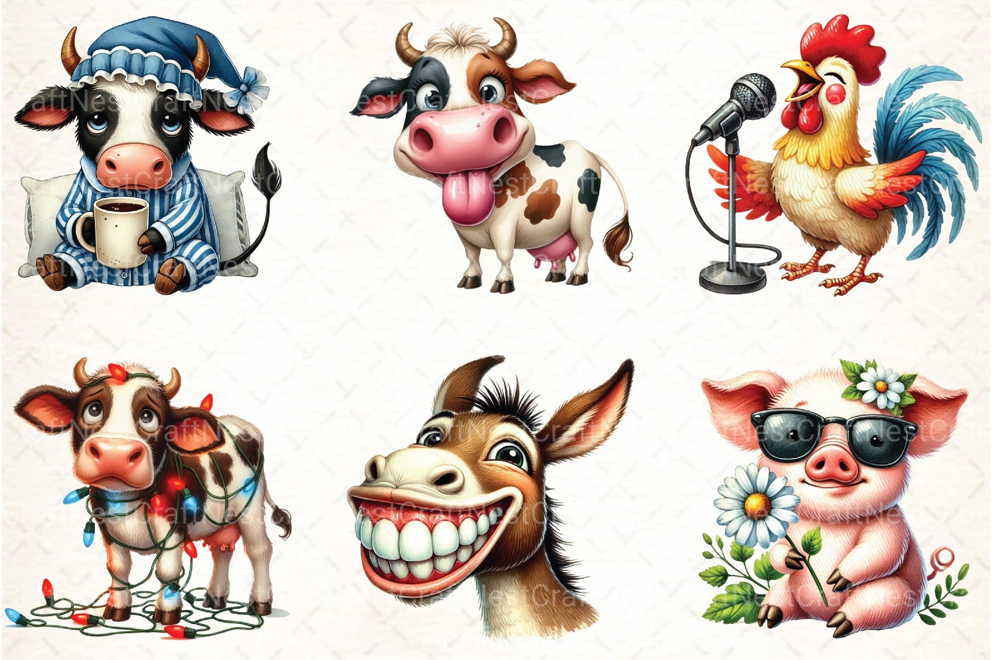 Funny Farm Cartoon Clipart Bundle - CraftNest - Digital Crafting and Art