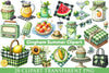 Black and Green Gingham Summer Clipart