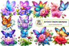 Butterfly Flowers Sublimation Clipart Bundle