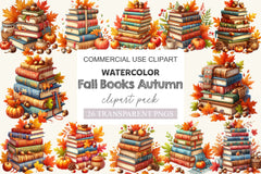 Fall Books Autumn Clipart Bundle - CraftNest - Digital Crafting and Art