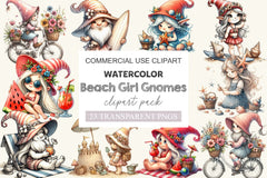 Beach Girl Gnomes Clipart Bundle 3 - CraftNest - Digital Crafting and Art