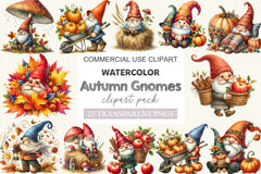 Autumn Gnomes Clipart Bundle 2 - CraftNest - Digital Crafting and Art