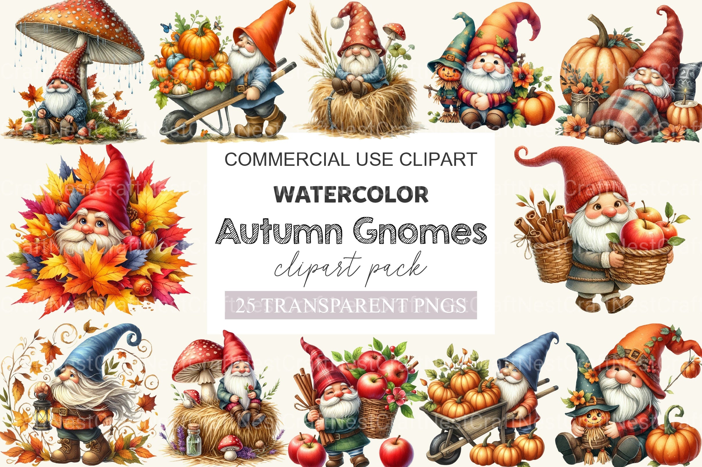 Autumn Gnomes Clipart Bundle 2 - CraftNest - Digital Crafting and Art