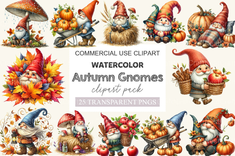 Autumn Gnomes Clipart Bundle 2 - CraftNest - Digital Crafting and Art