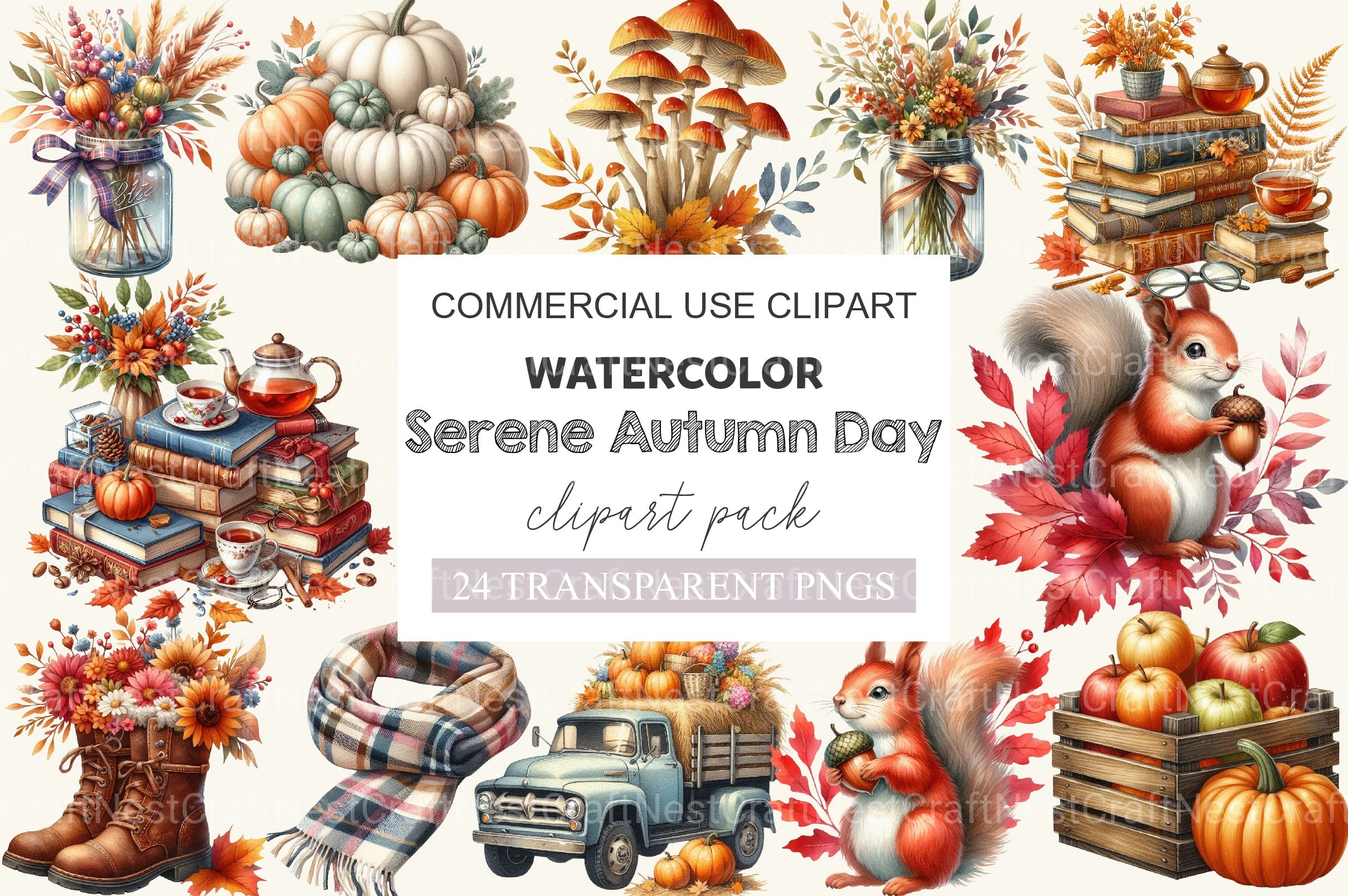 Serene Autumn Day Clipart Bundle 2 - CraftNest - Digital Crafting and Art