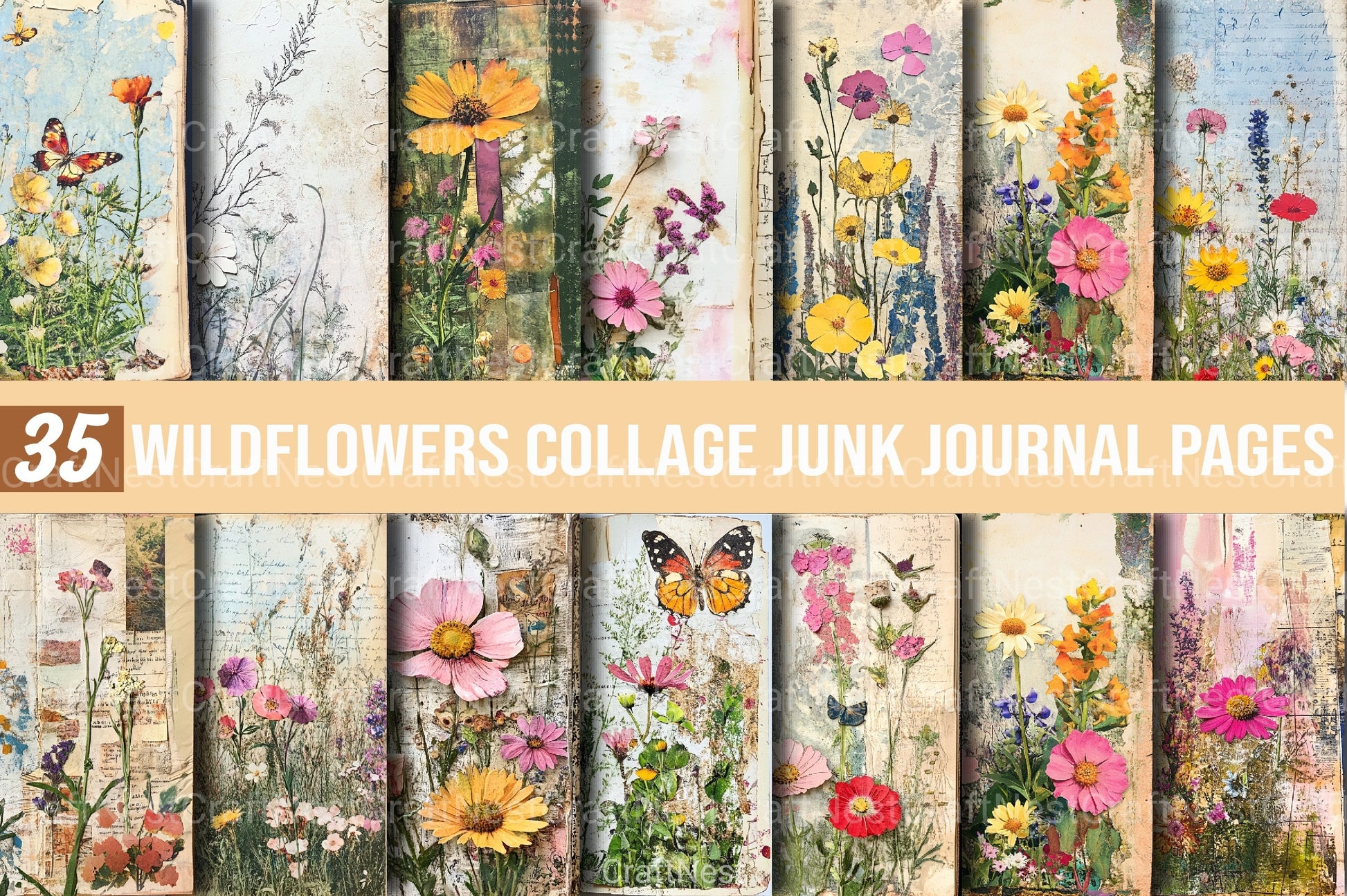 Wildflowers Collage Clipart Bundle - CraftNest - Digital Crafting and Art