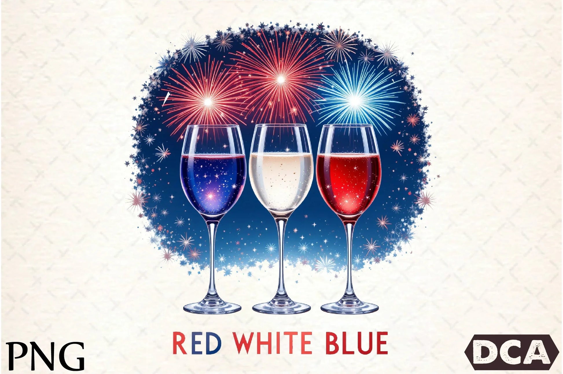 4th of July Red White Blue Wine Glasses Clipart Bundle - CraftNest - Digital Crafting and Art