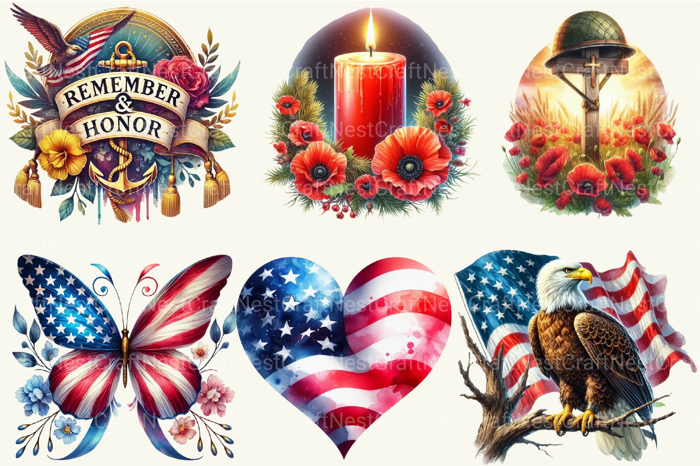 Memorial Day Clipart Bundle 2 - CraftNest - Digital Crafting and Art