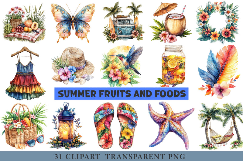Boho Summer Clipart Bundle - CraftNest - Digital Crafting and Art
