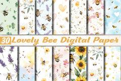 Lovely Bee Digital Paper - CraftNest - Digital Crafting and Art