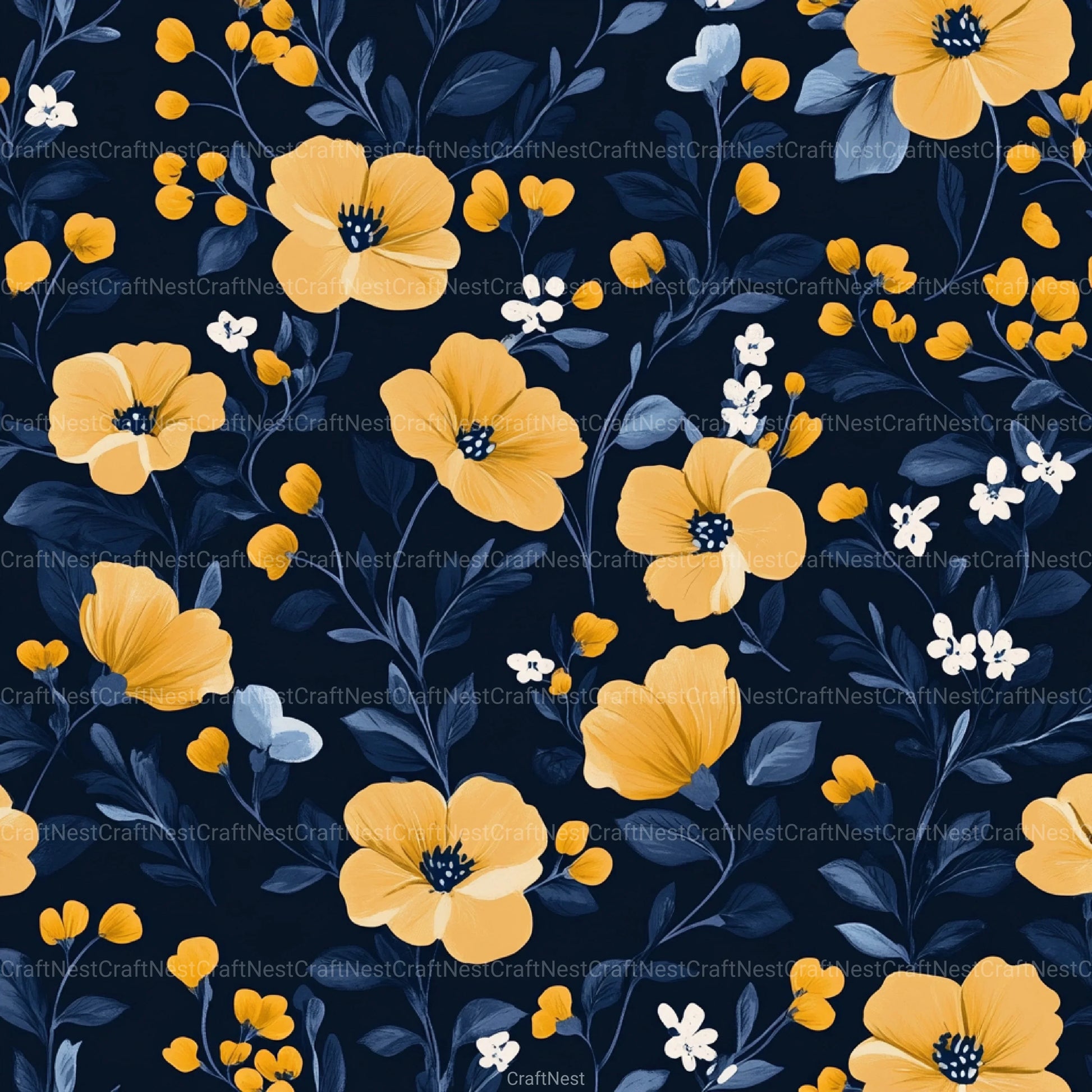 Flowers Seamless Pattern Digital Paper - CraftNest - Digital Crafting and Art