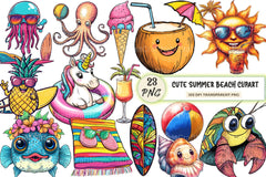 Cute Summer Beach Clipart Bundle - CraftNest - Digital Crafting and Art