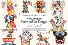 Patriotic Dogs 4th Of July Clipart Bundle - CraftNest - Digital Crafting and Art
