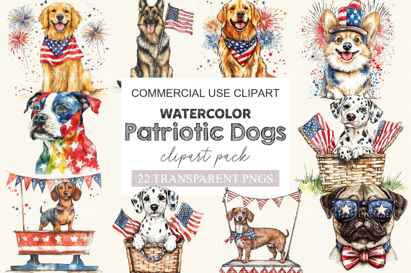 Patriotic Dogs 4th Of July Clipart Bundle - CraftNest - Digital Crafting and Art