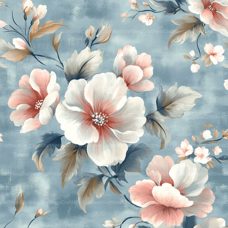 French Shabby Chic Pastel Flower Pattern Clipart Bundle 2 - CraftNest - Digital Crafting and Art