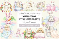 Little Cute Bunny Clipart Bundle - CraftNest - Digital Crafting and Art