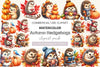 Cute Cartoon Autumn Hedgehogs Clipart Bundle