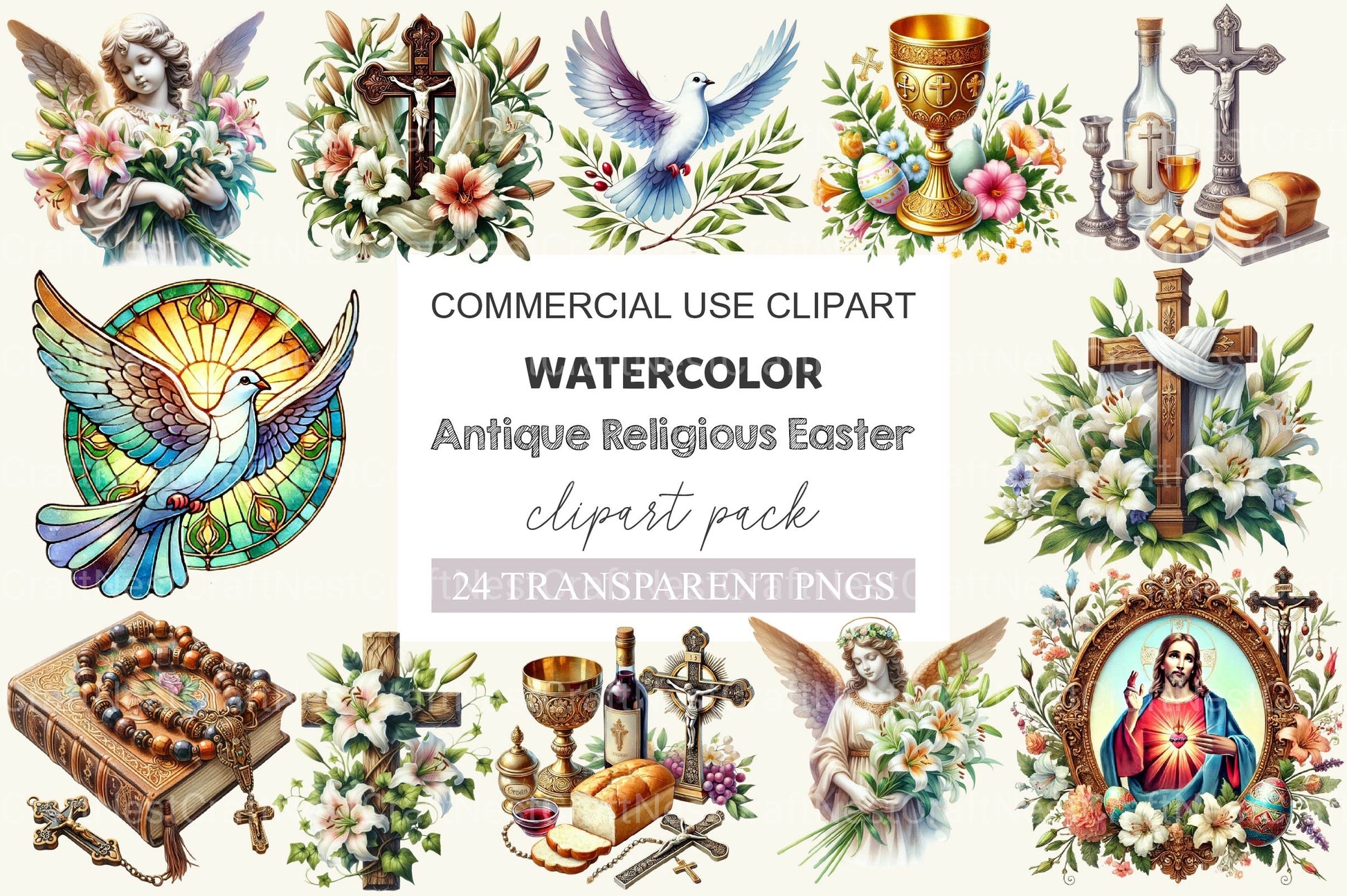 Antique Religious Easter Clipart Bundle 2 - CraftNest - Digital Crafting and Art