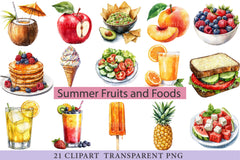 Summer Fruits And Foods Clipart Bundle - CraftNest - Digital Crafting and Art