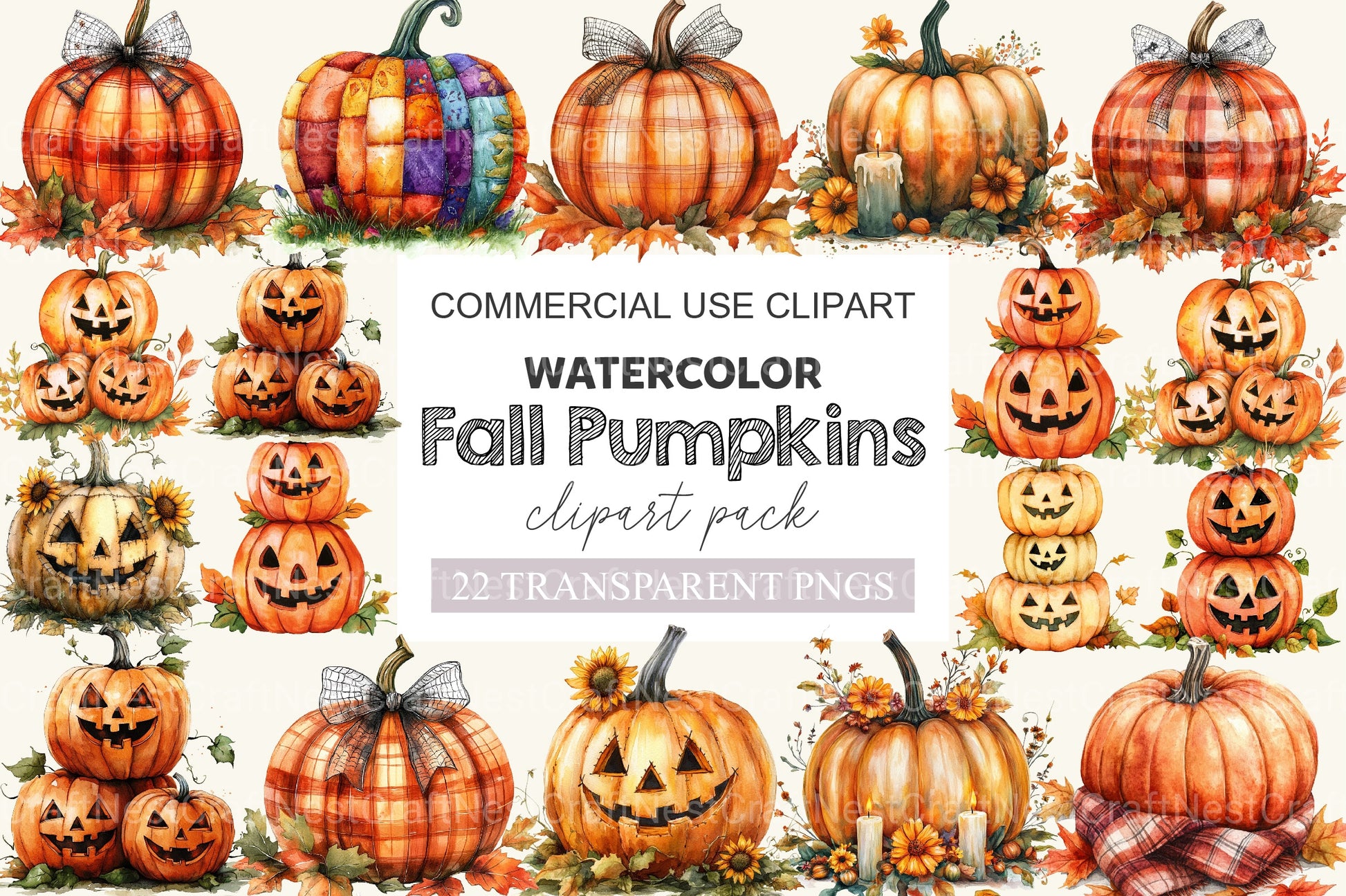 Fall Halloween Pumpkins Clipart Bundle - CraftNest - Digital Crafting and Art