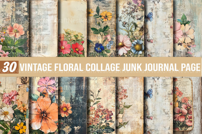 Vintage Floral Collage Clipart Bundle - CraftNest - Digital Crafting and Art
