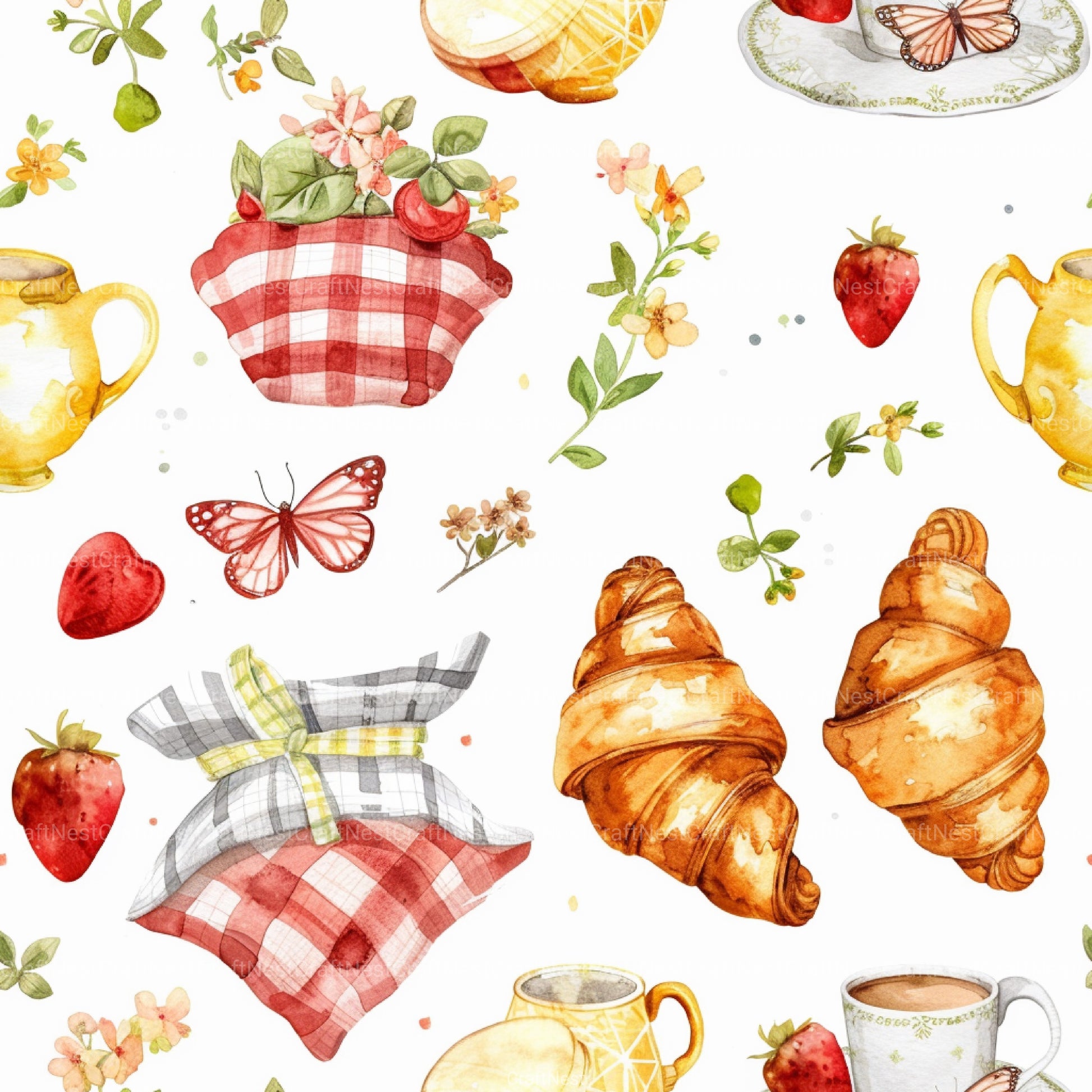 Picnic Time Whimsy Summer Pattern Clipart Bundle - CraftNest - Digital Crafting and Art