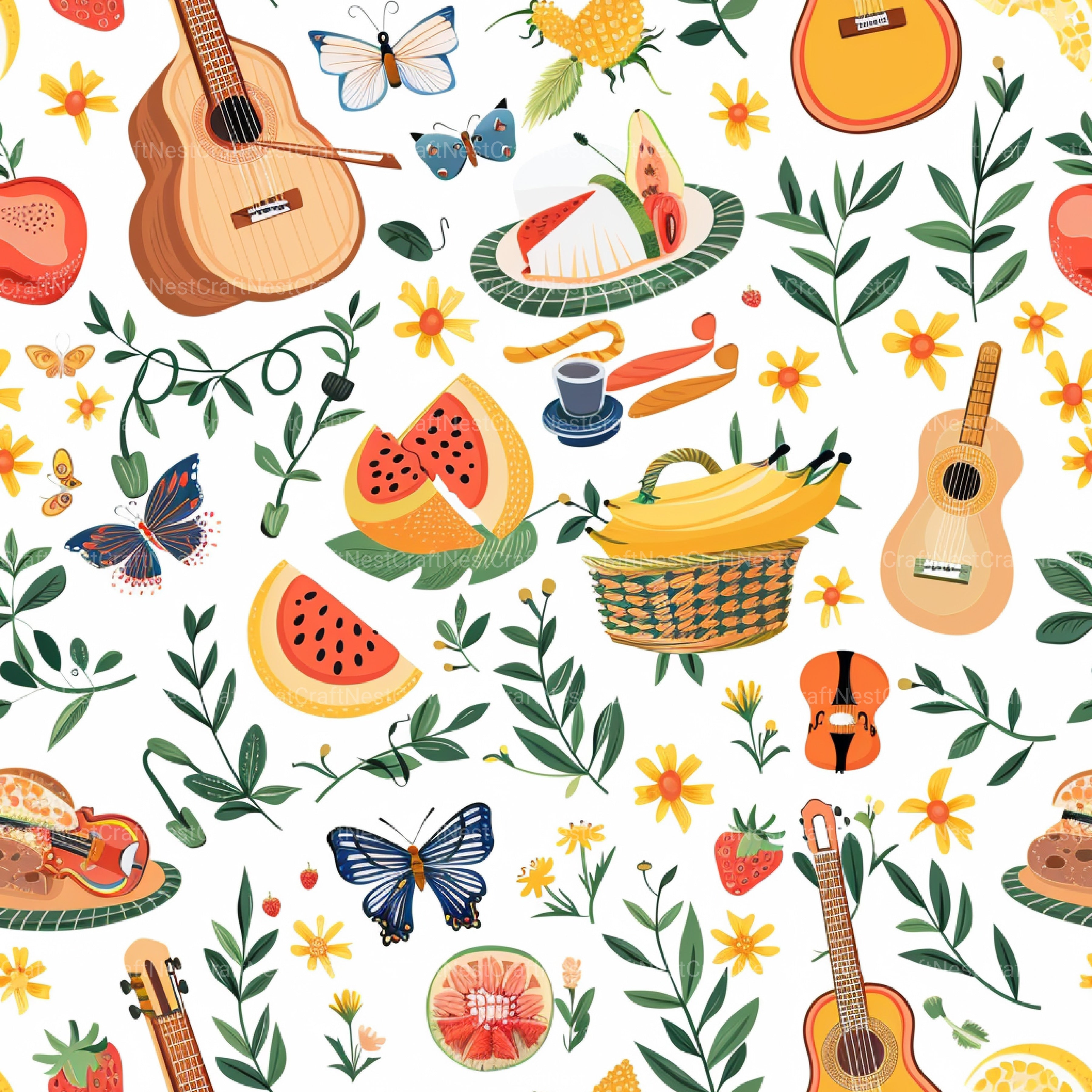 Picnic Time Whimsy Summer Pattern Clipart Bundle - CraftNest - Digital Crafting and Art