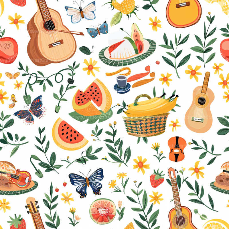 Picnic Time Whimsy Summer Pattern Clipart Bundle - CraftNest - Digital Crafting and Art