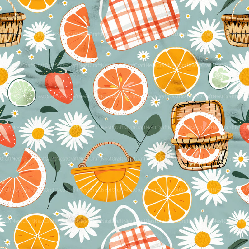 Picnic Time Whimsy Summer Pattern Clipart Bundle - CraftNest - Digital Crafting and Art