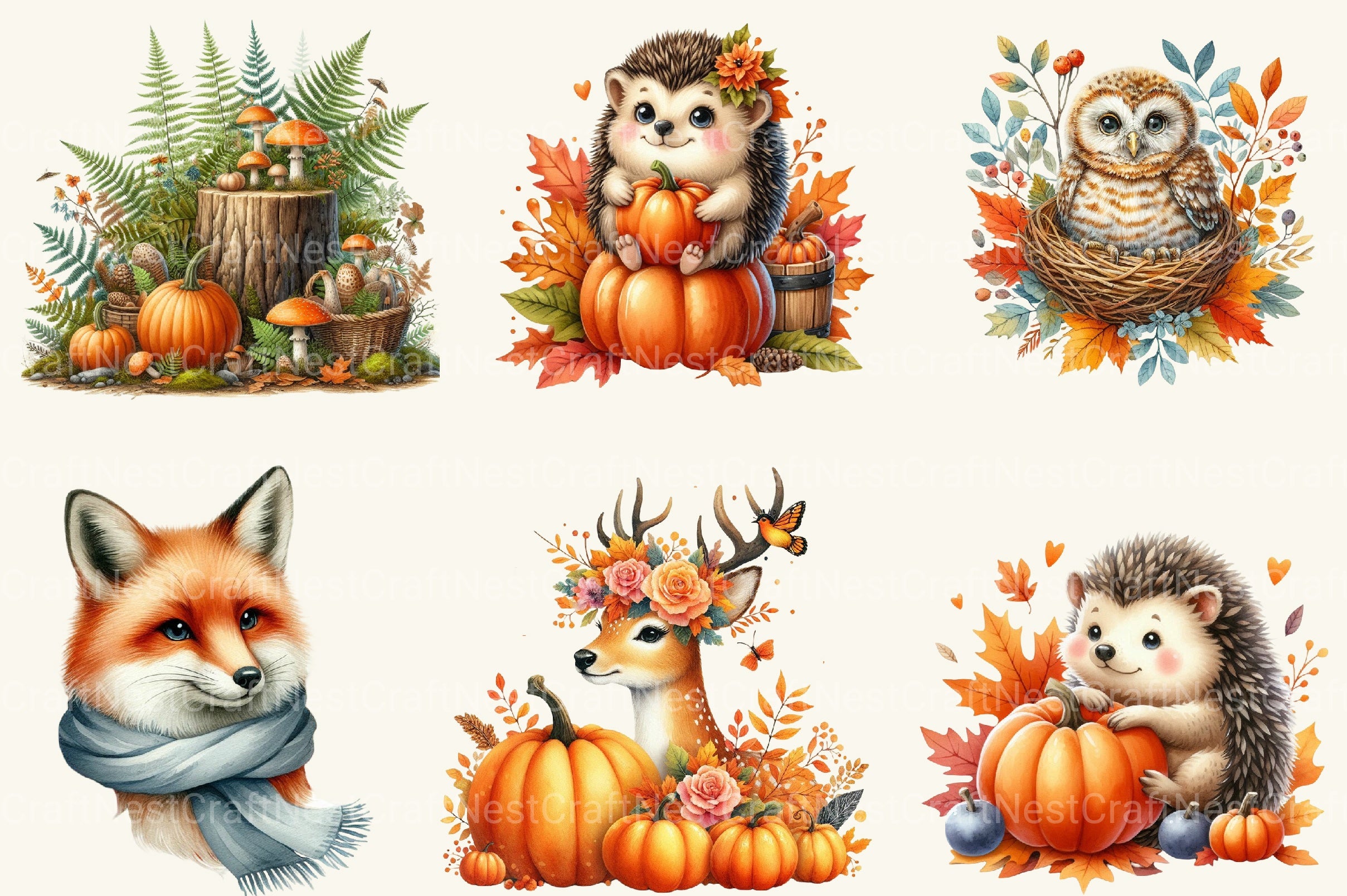 Fall Woodland Clipart Bundle 2 - CraftNest - Digital Crafting and Art