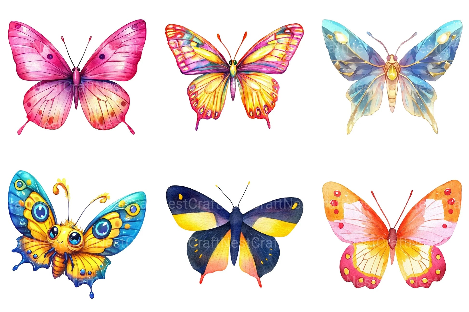 Cute Summer Butterflies Clipart Bundle - CraftNest - Digital Crafting and Art