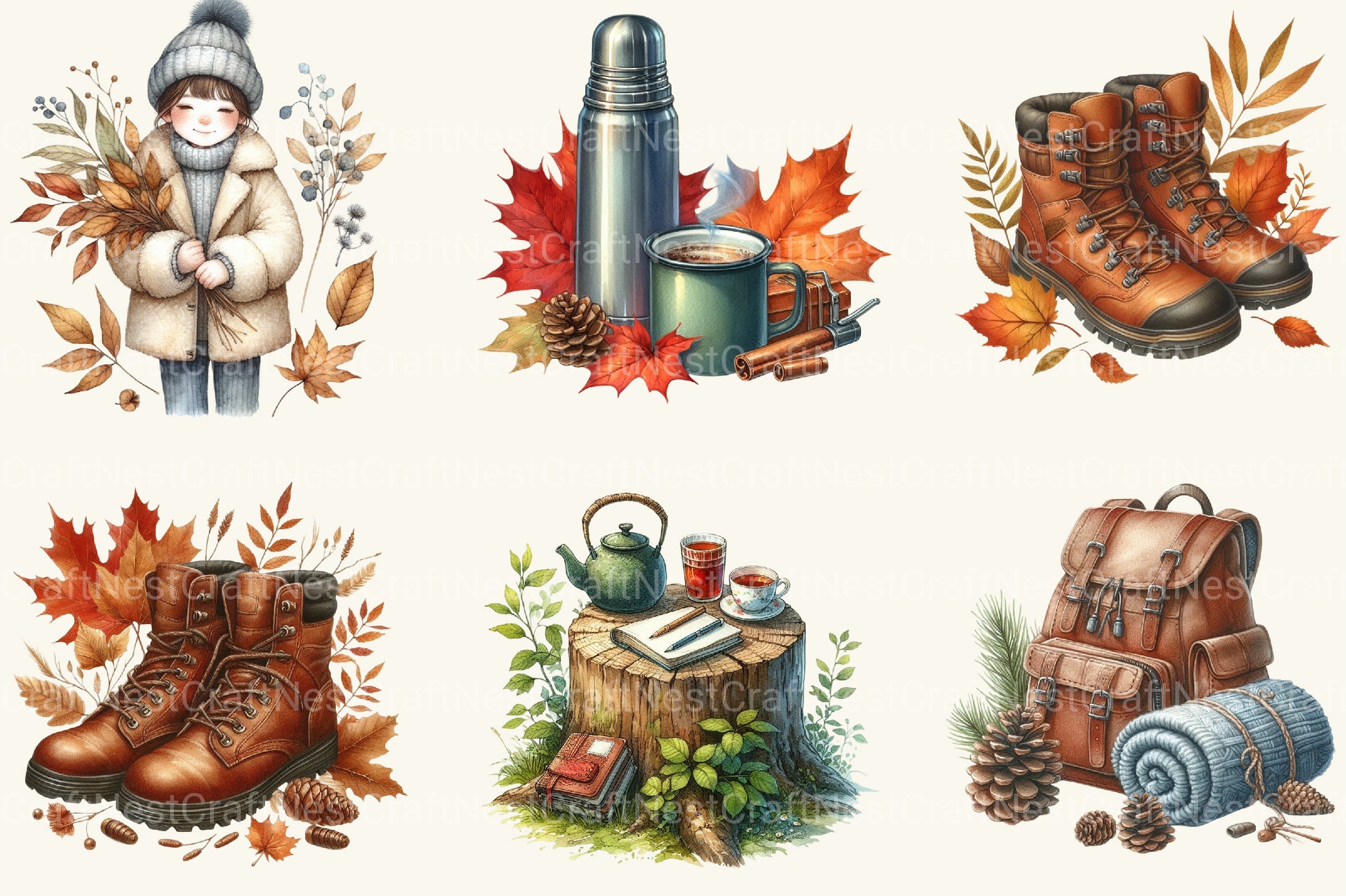 Autumn Nature Walk Clipart Bundle 2 - CraftNest - Digital Crafting and Art