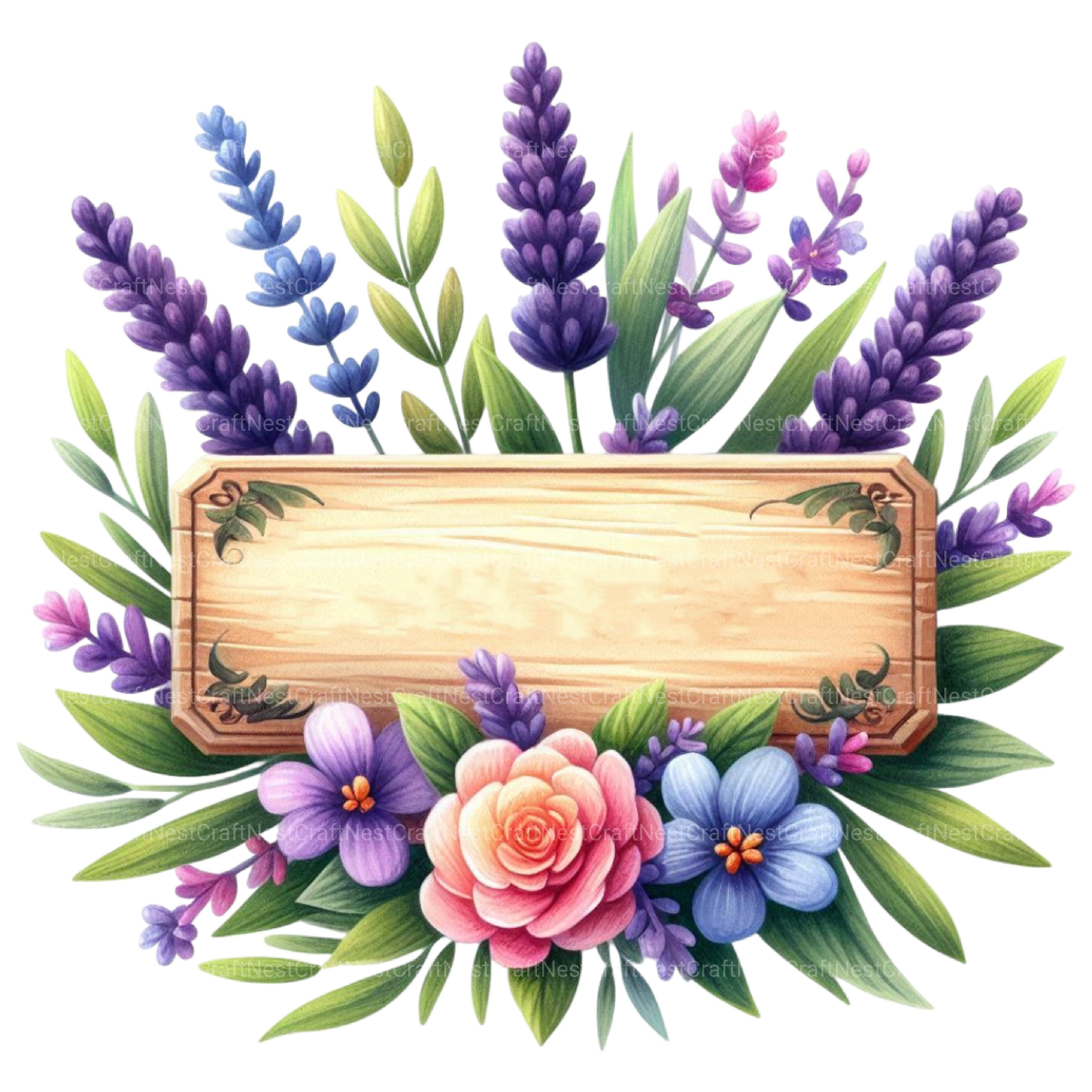Lavender Wooden Name Plate Clipart Bundle - CraftNest - Digital Crafting and Art