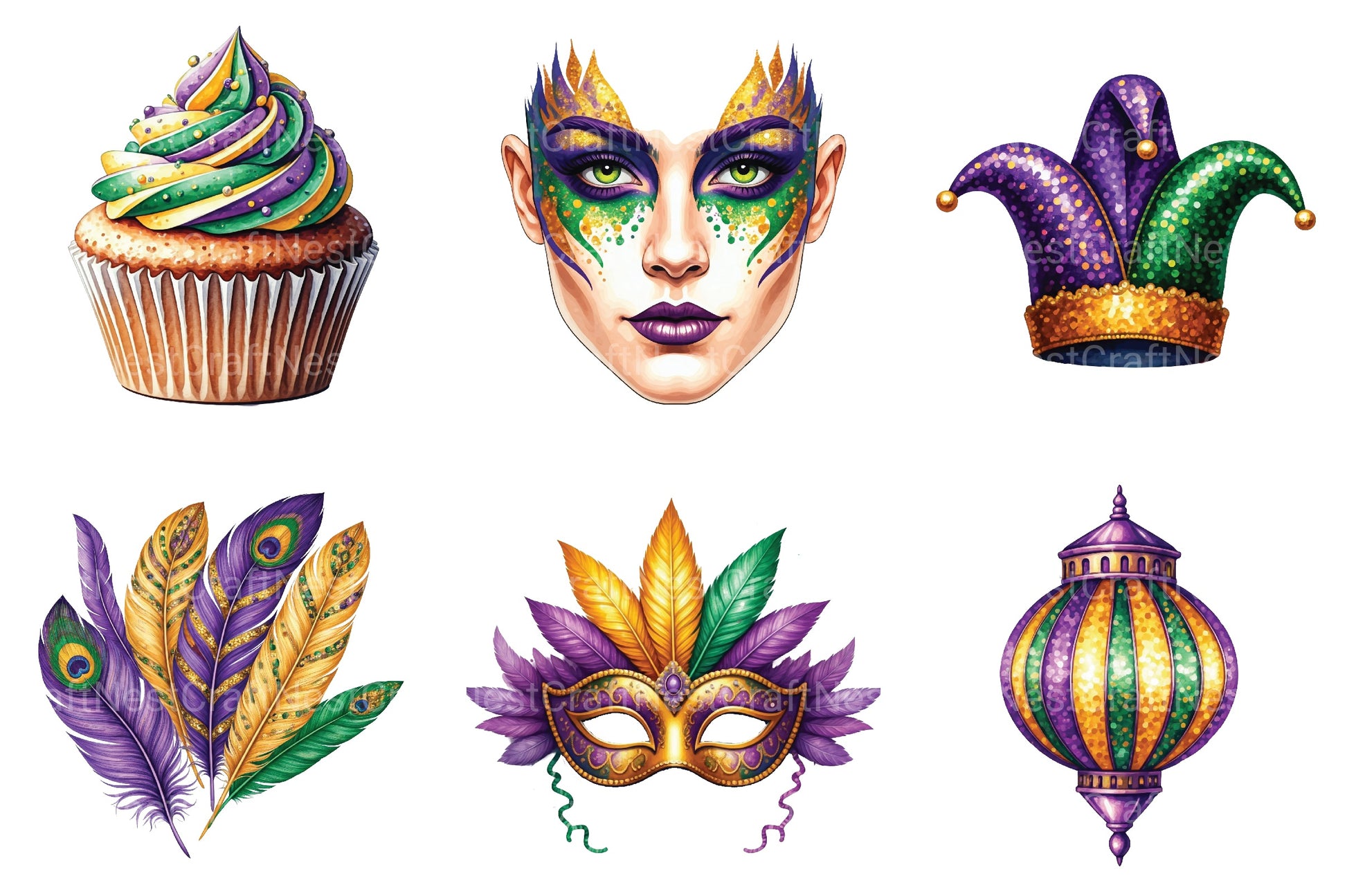 Glitter Sequin Mardi Gras Clipart Bundle - CraftNest - Digital Crafting and Art