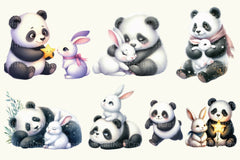 Panda And Bunny Clipart Bundle - CraftNest - Digital Crafting and Art