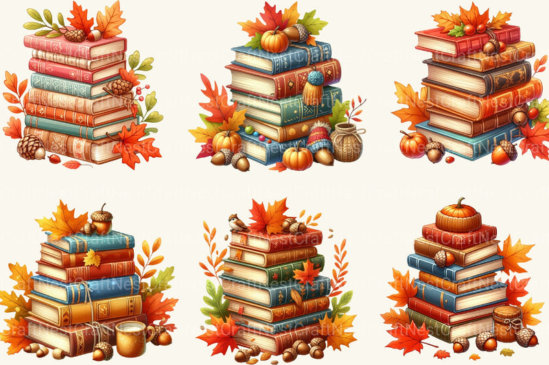 Fall Books Autumn Clipart Bundle - CraftNest - Digital Crafting and Art