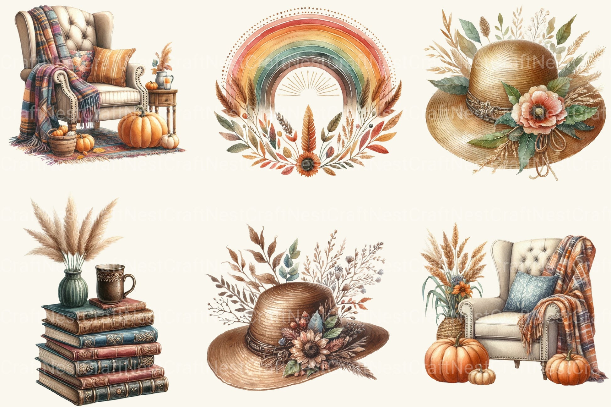 Boho Autumn Clipart Bundle 2 - CraftNest - Digital Crafting and Art