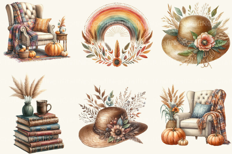 Boho Autumn Clipart Bundle 2 - CraftNest - Digital Crafting and Art