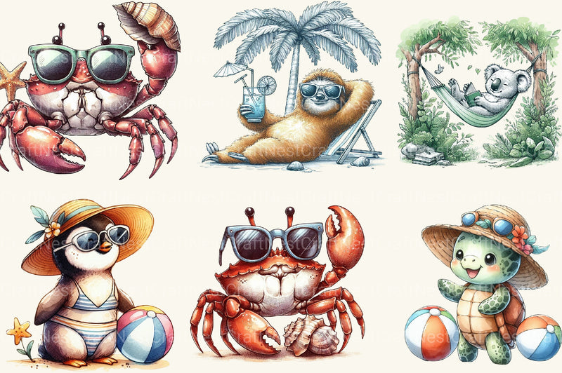 Summer Animals Clipart Bundle 3 - CraftNest - Digital Crafting and Art