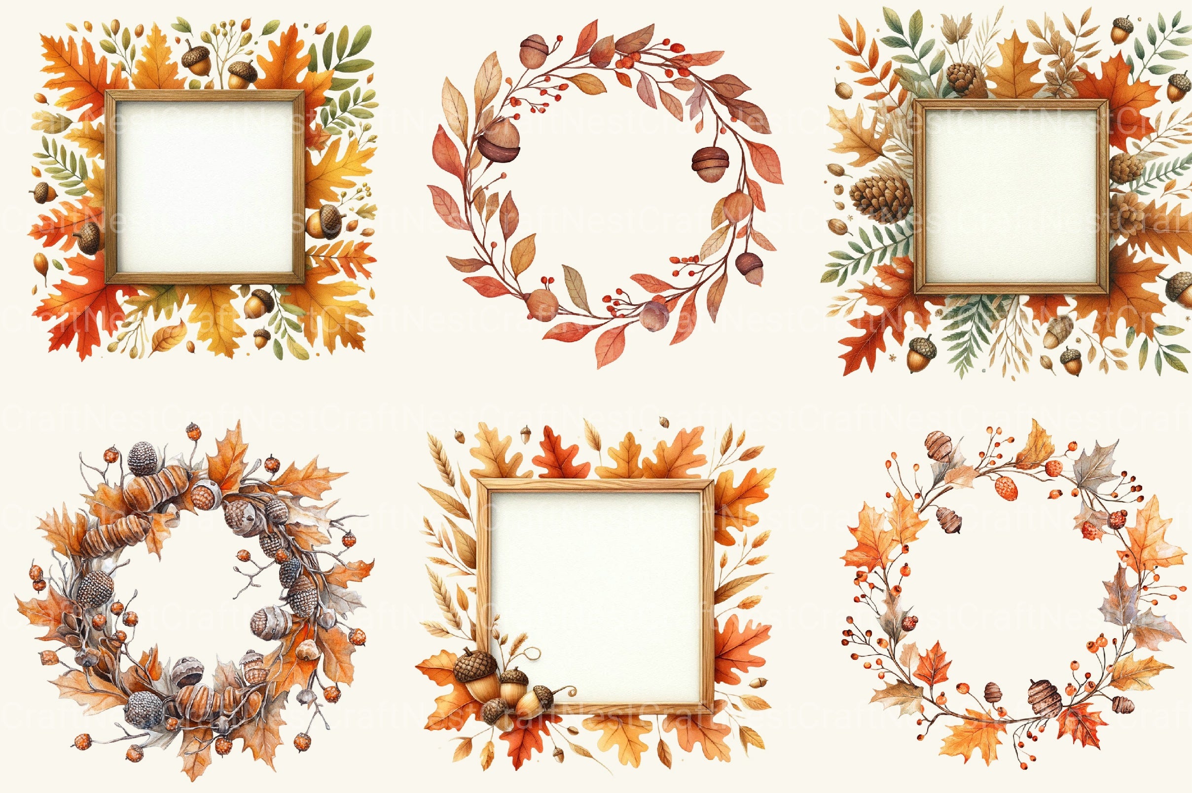 Autumn Floral Border And Fall Clipart Bundle - CraftNest - Digital Crafting and Art