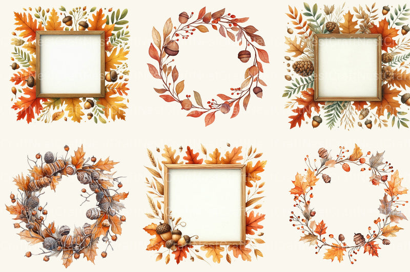 Autumn Floral Border And Fall Clipart Bundle - CraftNest - Digital Crafting and Art